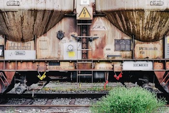 orange train on trailway