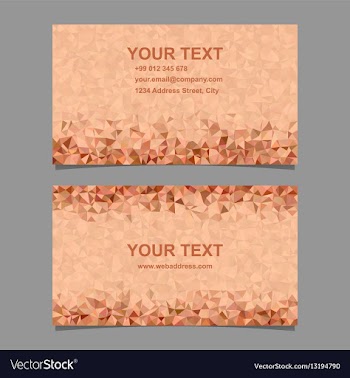 Orange triangle mosaic business card template vector image