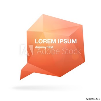 Orange volumetric speech bubble or balloon with place for text, quote, phrase or message