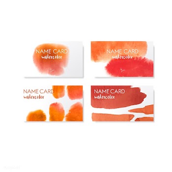Orange watercolor style card vector set | Free stock vector - 530668
