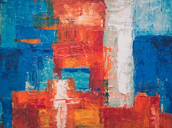 Orange, White, and Blue Painting