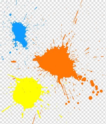 Orange, yellow, and blue paint splat illustration, Paint Splash Ink brush, Paint splash transparent background PNG clipart