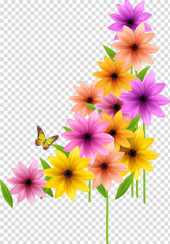 Orange, yellow, and pink flower , Flower Spring , Wedding Color Flowers transparent background PNG clipart