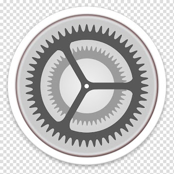 ORB OS X Icon, gray gear illustration inside round white frame transparent background PNG clipart