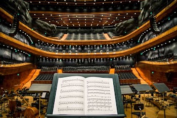orchestra equipment on stage inside theater house