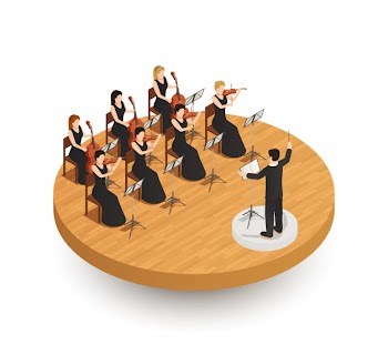 Orchestra isometric composition Free Vector