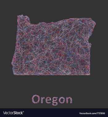 Oregon line art map vector image