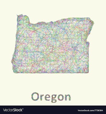 Oregon line art map vector image