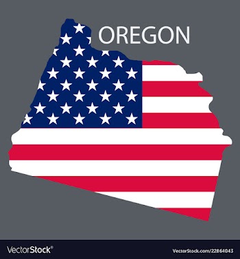 Oregon state of america with map flag print on vector image