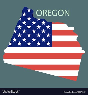 Oregon state of america with map flag print on vector image