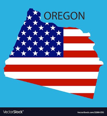 Oregon state of america with map flag print on vector image