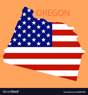 Oregon state of america with map flag print on vector image