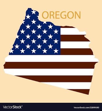 Oregon state of america with map flag print on vector image