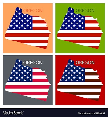 Oregon state of america with map flag print on vector image