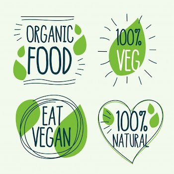 Organic and vegan food logo Free Vector