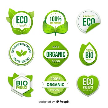 Organic food badge collection Free Vector