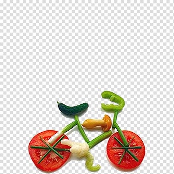Organic food Fruit Vegetable Art Carving, Creative Bike transparent background PNG clipart