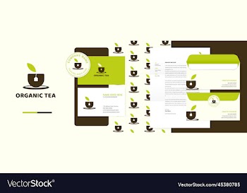 organic tea cup or coffee logo with tea leaf