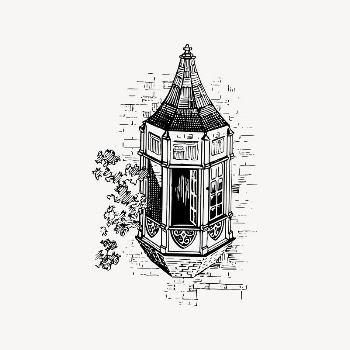 Oriel window drawing, vintage architecture | Free Vector Illustration - rawpixel