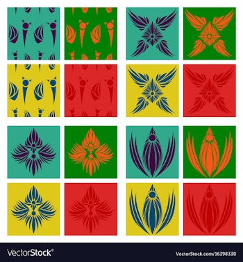 Oriental assembly of patterns vector image
