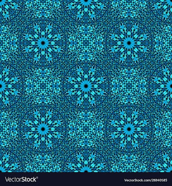 Oriental blue mosaic petal pattern background art vector image