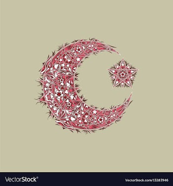 Oriental pattern moon and stars islam arabic vector image