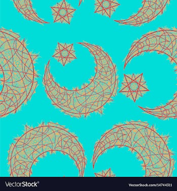 Oriental pattern moon and stars islam arabic vector image
