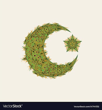 Oriental pattern moon and stars islam arabic vector image