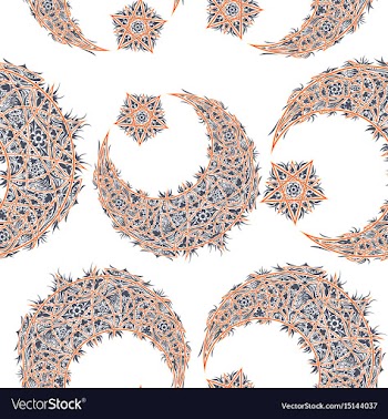 Oriental pattern moon and stars islam arabic vector image