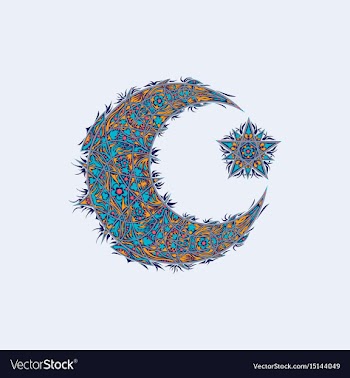 Oriental pattern moon and stars islam arabic vector image