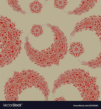 Oriental pattern moon and stars islam arabic vector image