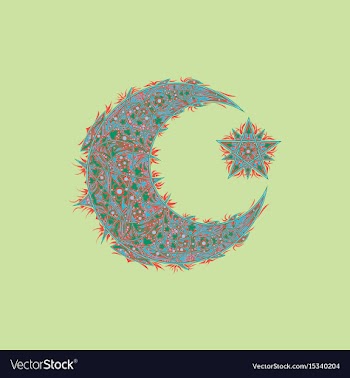 Oriental pattern moon and stars islam arabic vector image