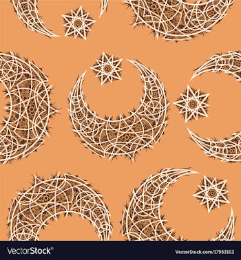 Oriental pattern moon and stars islam arabic vector image