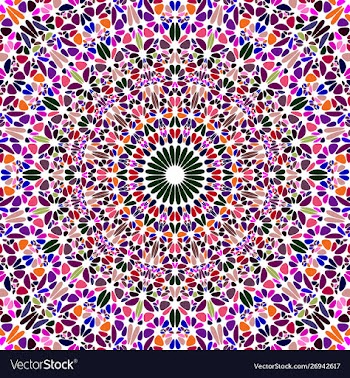 Oriental psychedelic dynamic round floral vector image