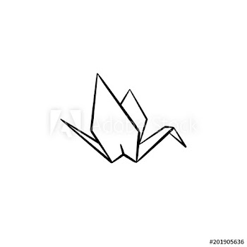 Origami crane hand drawn outline doodle icon