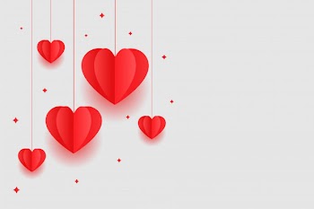 Origami red hearts valentines day background design Free Vector