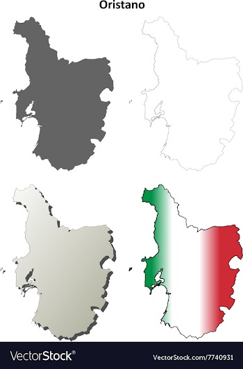 Oristano blank detailed outline map set vector image