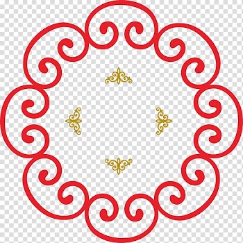 Ornament Flower , Red China Wind Flower-shaped frame material transparent background PNG clipart