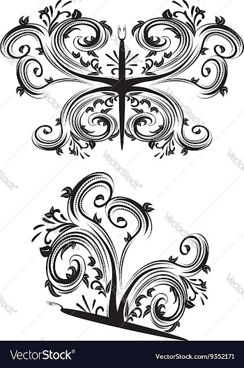 Ornamental Floral Butterfly vector image