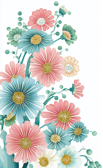 Ornamental Japanese Floral Design Clipart