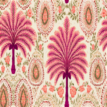Ornamental Palm Tree and Paisley Textile Pattern