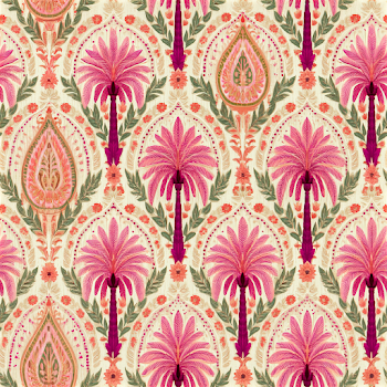 Ornamental Palm Trees and Paisley Fabric Pattern