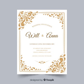 Ornamental wedding card template Free Vector