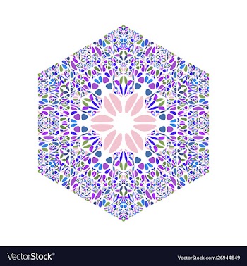 Ornate abstract colorful floral ornament hexagon vector image