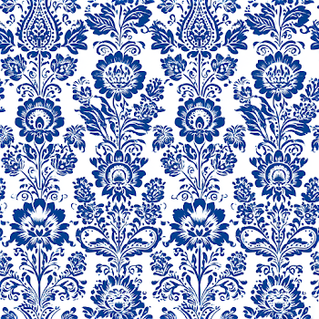 Ornate Cobalt Blue Floral Wallpaper Pattern