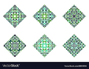 Ornate colorful abstract floral diagonal square vector image
