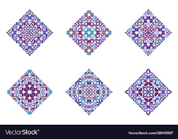 Ornate colorful geometrical floral diagonal vector image
