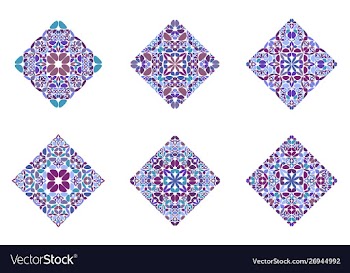 Ornate colorful geometrical flower diagonal vector image