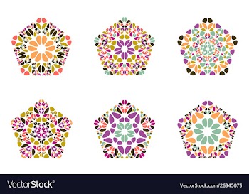 Ornate colorful geometrical isolated floral vector image