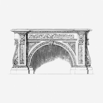 Ornate fireplace clipart, interior vintage | Free Vector - rawpixel